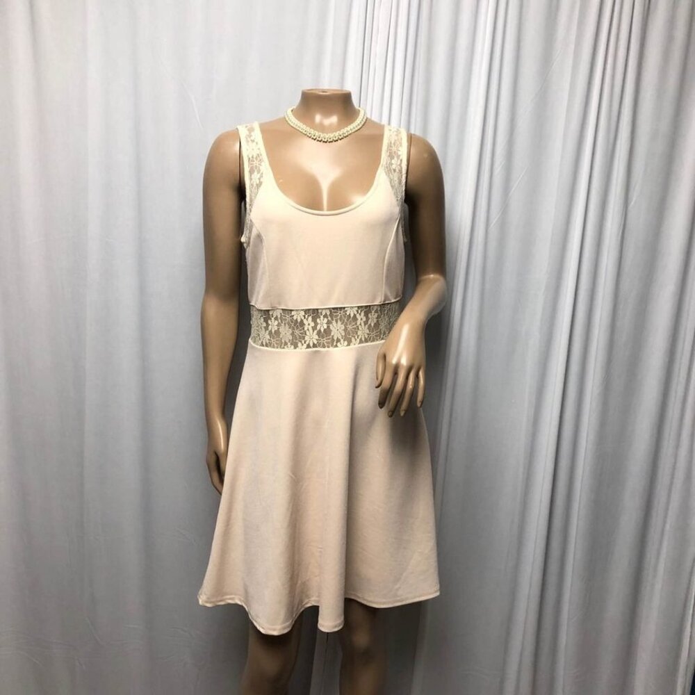 Marineblu Dress Womens Size Large Sleeveless Sheer Lace Scoop Neck Coquette